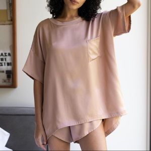 Lunya Washable Silk Tee Set in Bare, XS/S!